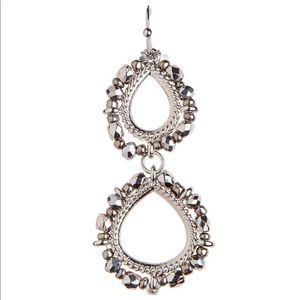 Silver Hematite Double Teardrop Earring